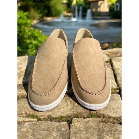 Men's Shoes SONOMA Ortholite Eco Tan NAVARO Slip on Size 10 NEW Llght Brown - Picture 1 of 5